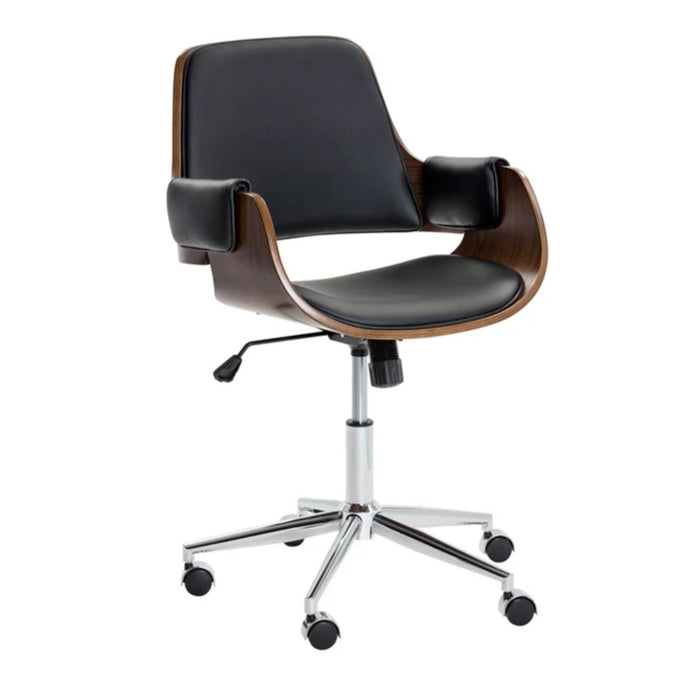 Sunpan Kellan Black Faux Leather Swivel Office Chair 