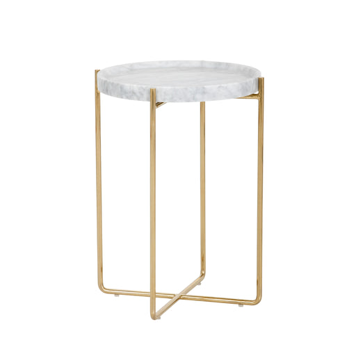 Sunpan Liv Round White Marble End Table