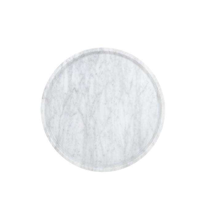 Sunpan Liv Round White Marble End Table