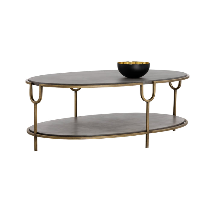 Sunpan Arya Oval Grey Concrete Modern Coffee Table