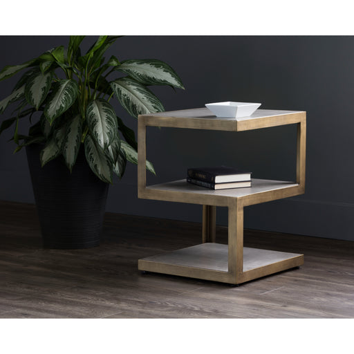 Sunpan Rubix Square Concrete Shelves End Table 