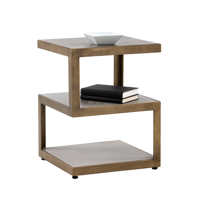 Sunpan Rubix Square Concrete Shelves End Table 