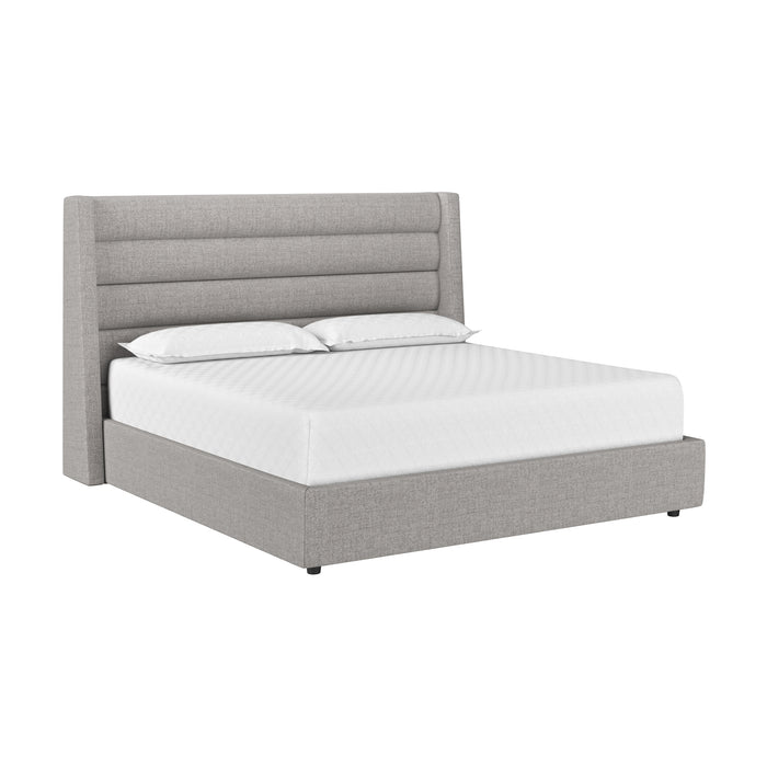 Sunpan Emmit Modern King Size Bed Quarry Marble Pearl Grey Fabric