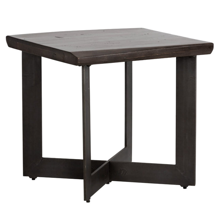 Sunpan Marley Solid Smoked Acacia Wood Top Side Table 