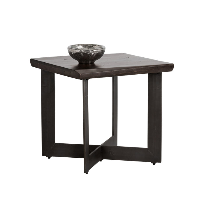 Sunpan Marley Solid Smoked Acacia Wood Top Side Table 