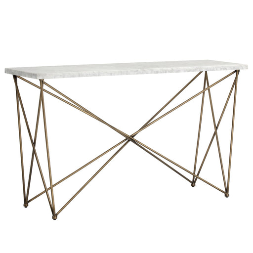 Sunpan Skyy White Carrara Marble Top Console Table 