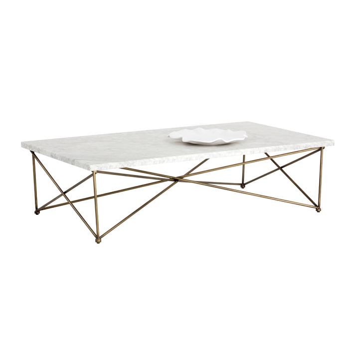 Sunpan Skyy Solid White Carrara Marble Coffee Table