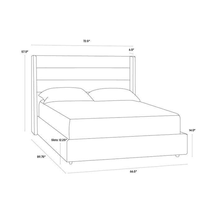 Sunpan Emmit Modern Queen Size Bed Quarry Marble Pearl Grey