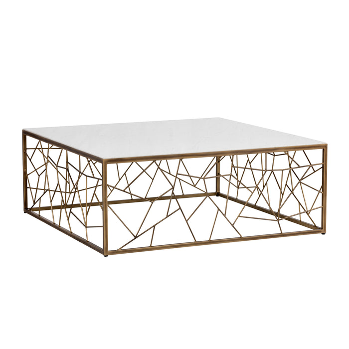 Sunpan Vero Square White Volakas Marble Top Coffee Table