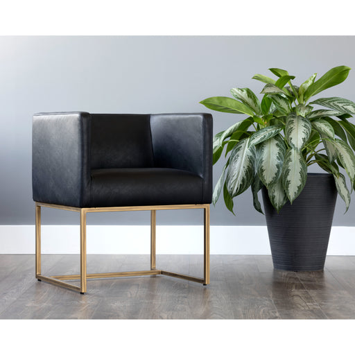 Sunpan Kwan Black Faux Leather Modern Lounge Chair