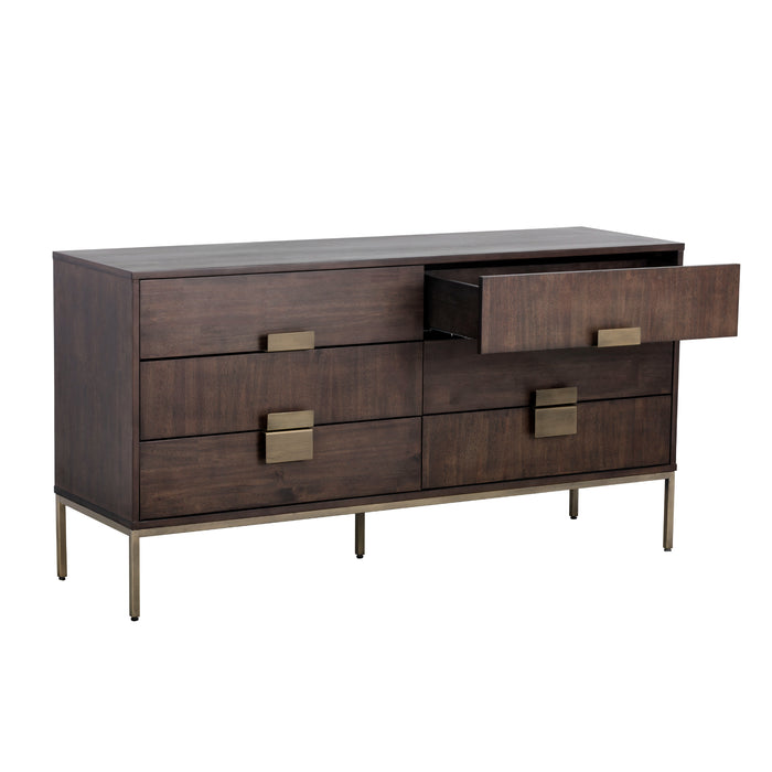 Sunpan Jade Acacia Wood Veneer Drawers Dresser