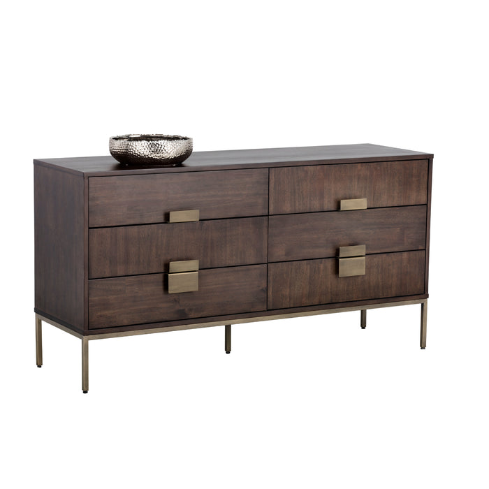 Sunpan Jade Acacia Wood Veneer Drawers Dresser