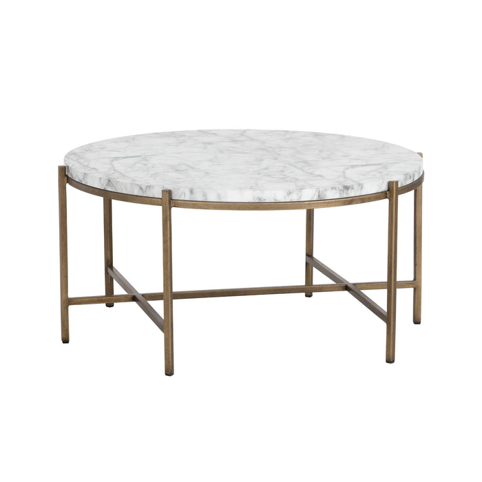 Sunpan Solana White Faux Marble Wood Coffee Table