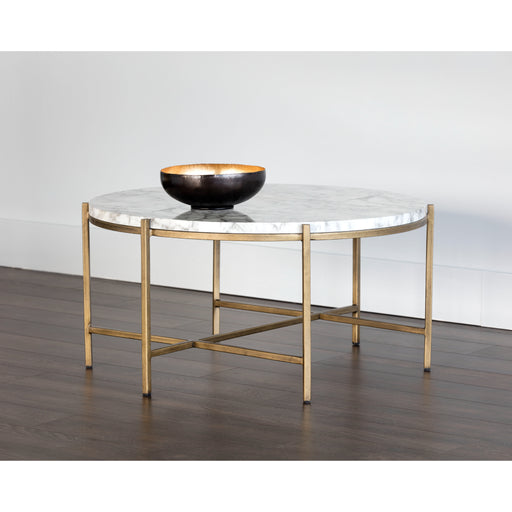 Sunpan Solana White Faux Marble Wood Coffee Table