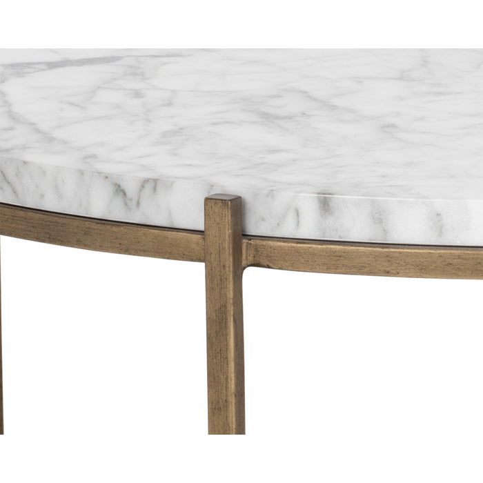 Sunpan Solana White Faux Marble Wood Coffee Table