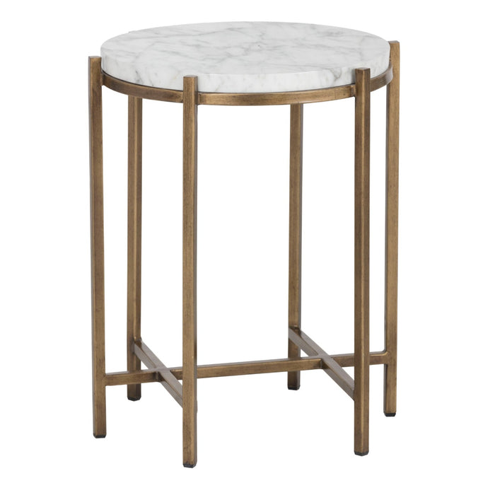 Sunpan Solana Round Faux Marble Wood Top End Table