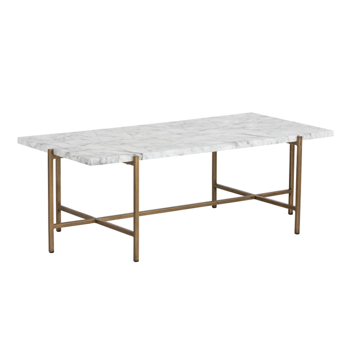 Sunpan Solana White Faux Marble Wood Coffee Table