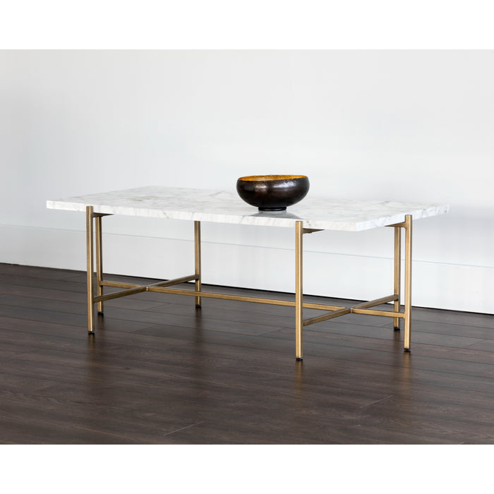 Sunpan Solana White Faux Marble Wood Coffee Table