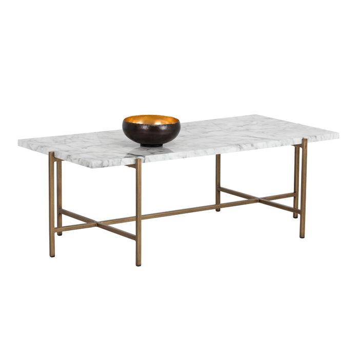 Sunpan Solana White Faux Marble Wood Coffee Table