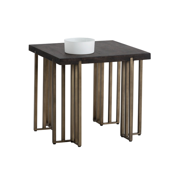 Sunpan Alto Square Distressed Oak Wood Veneer Side Table 