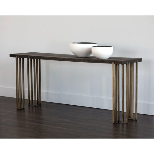 Sunpan Alto Distressed Oak Wood Veneer Top Console Table 