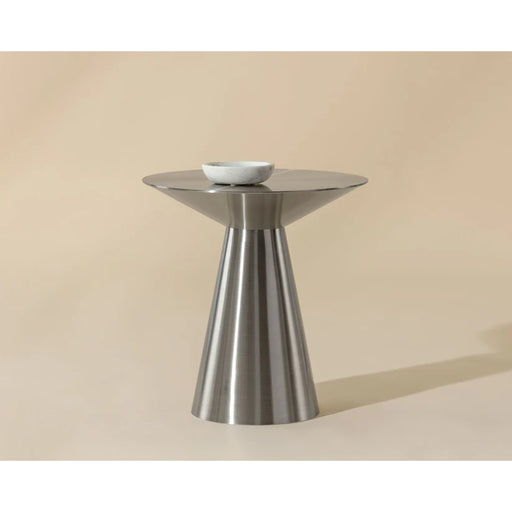 Sunpan Carmel Round Pedestal Stainless Steel End Table