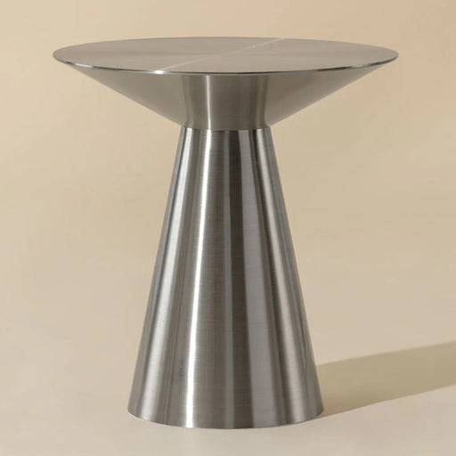 Sunpan Carmel Round Pedestal Stainless Steel End Table