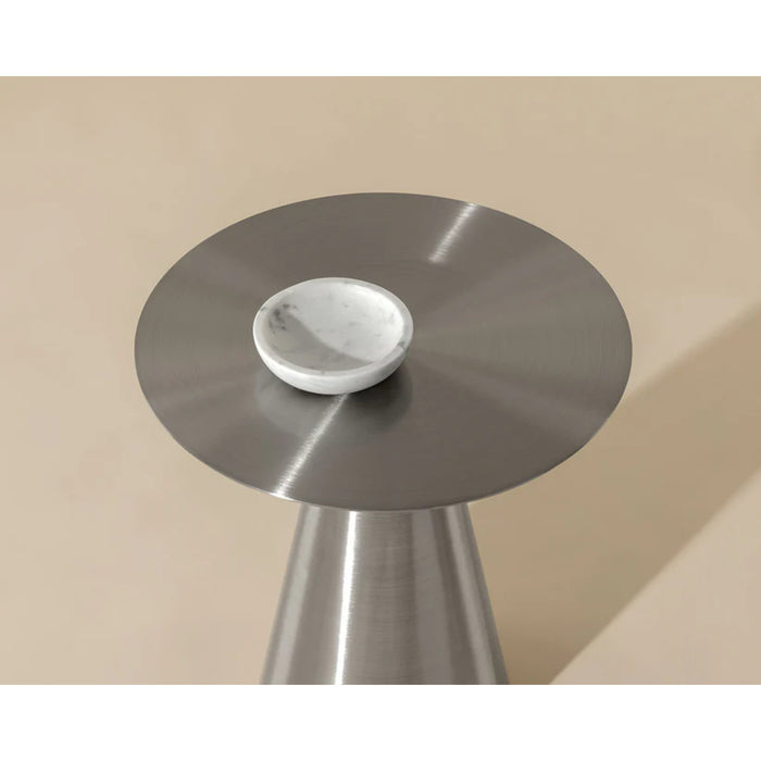 Sunpan Carmel Round Pedestal Stainless Steel End Table