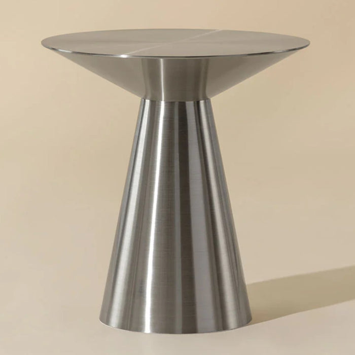 Sunpan Carmel Round Pedestal Stainless Steel End Table