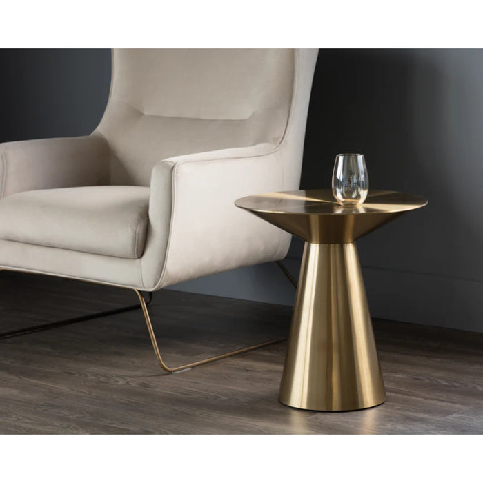 Sunpan Carmel Round Pedestal Stainless Steel End Table