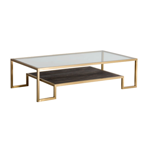 Sunpan Carver Rectangular Clear Tempered Glass Top Coffee Table 