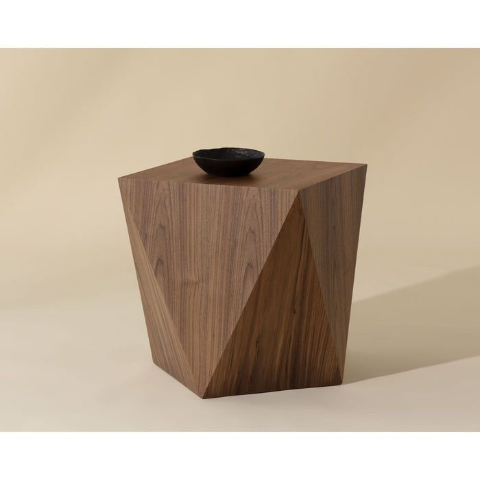 Sunpan Timmons Square Wood Walnut Veneer End Table 