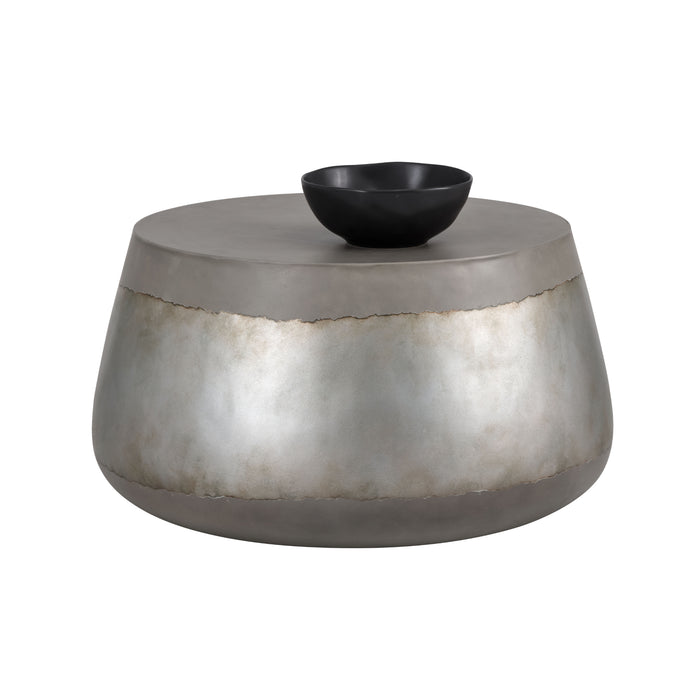 Sunpan Aries Round Drum Concrete Grey Ombre Coffee Table