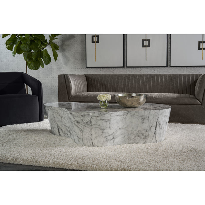 Sunpan Ava White Marble Look Concrete Coffee Table