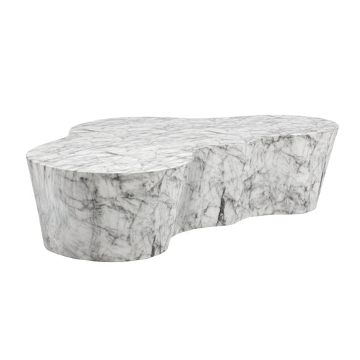 Sunpan Ava White Marble Look Concrete Coffee Table