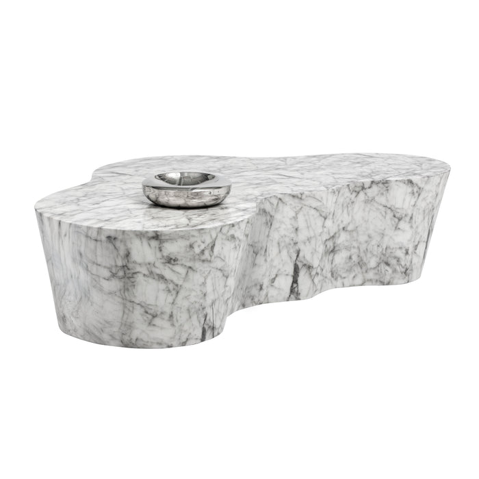 Sunpan Ava White Marble Look Concrete Coffee Table