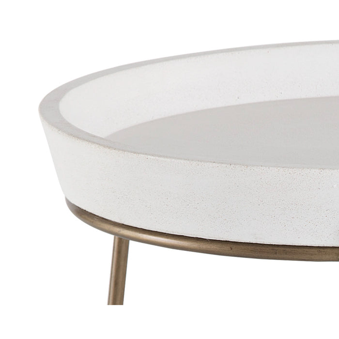 Sunpan Remy Round White Concrete Top End Table