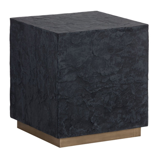 Sunpan Newbury Square Block Black Slate Effect Concrete End Table 