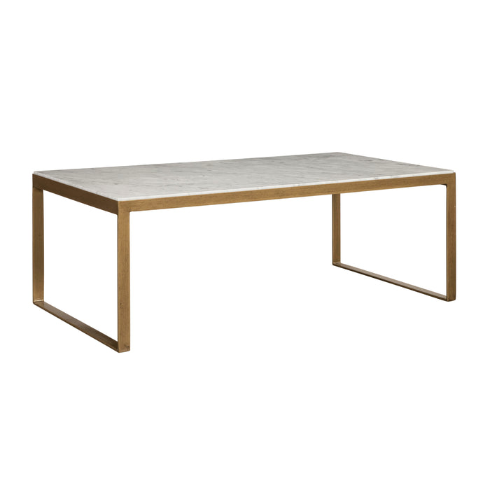 Sunpan Evert Rectangular White Italian Marble Coffee Table