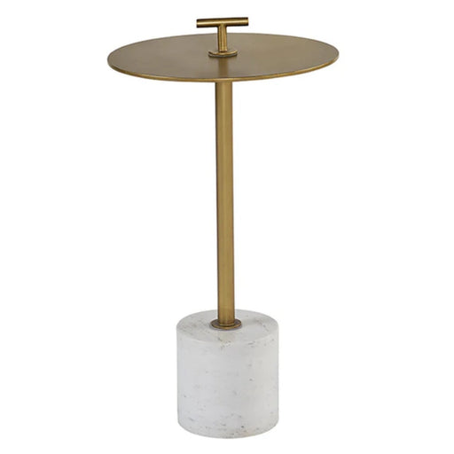 Sunpan Sia Round Top White Marble Base End Table 