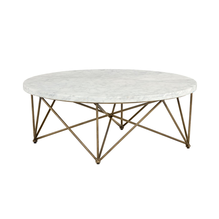 Sunpan Skyy Solid White Carrara Marble Coffee Table