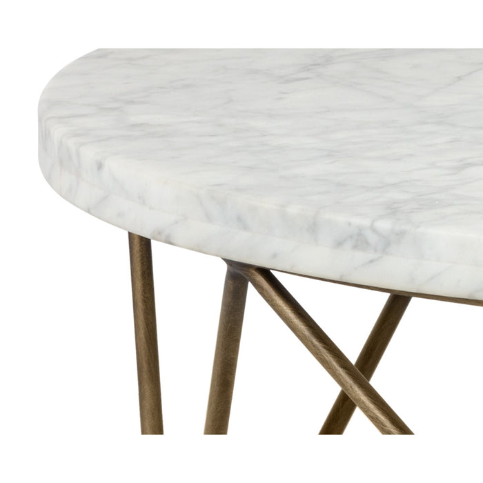 Sunpan Skyy Solid White Carrara Marble Coffee Table