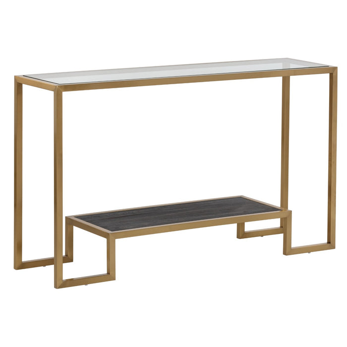 Sunpan Carver Clear Tempered Glass Console Table 