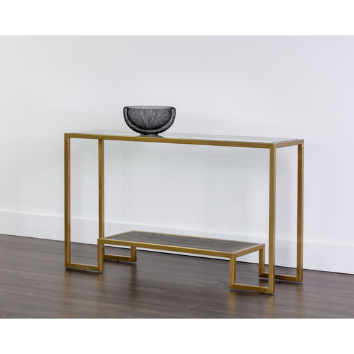 Sunpan Carver Clear Tempered Glass Console Table 