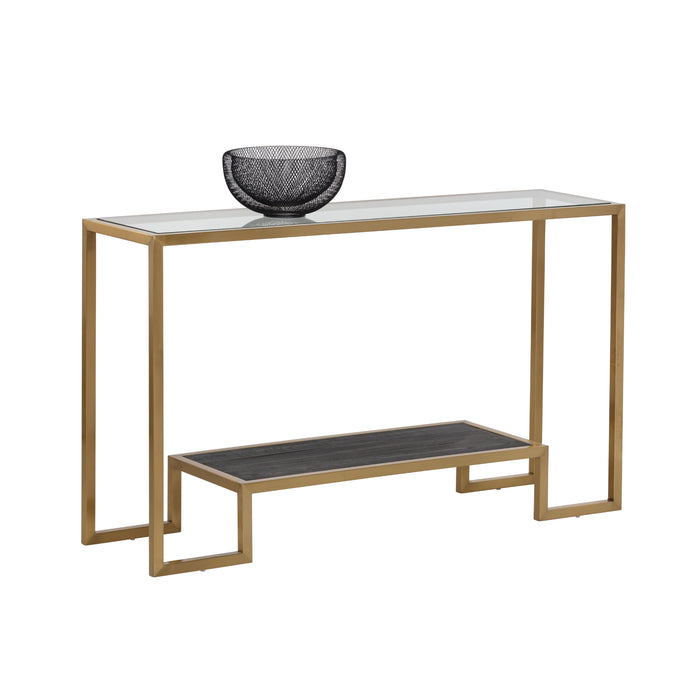 Sunpan Carver Clear Tempered Glass Console Table 