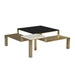 Sunpan Saber Black Tempered Glass White Marble Coffee Table