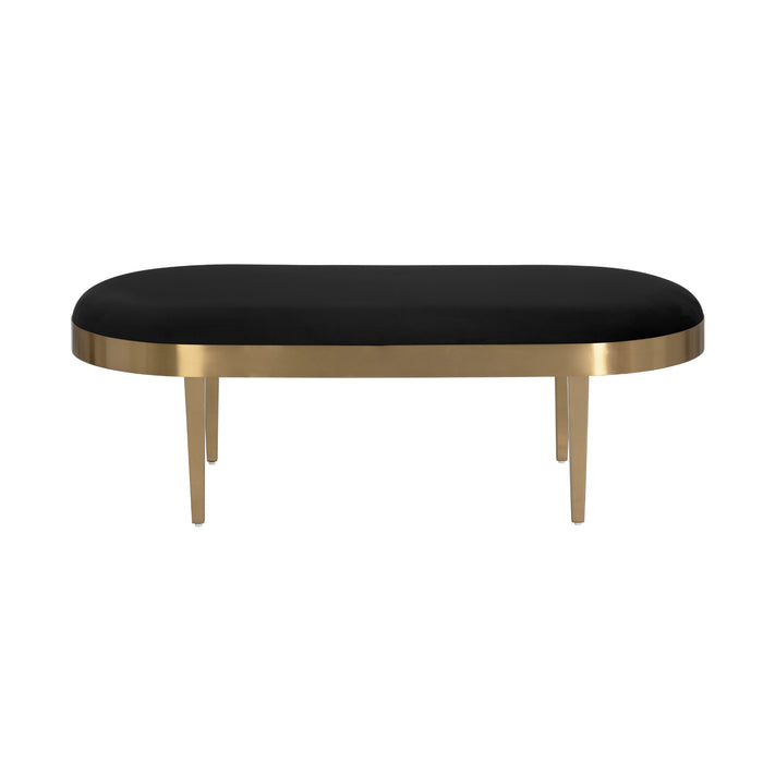 Sunpan Jolie Black Sky Fabric Gold Base Bench 