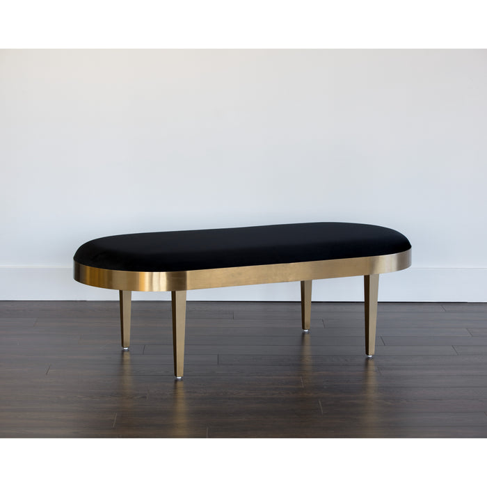 Sunpan Jolie Black Sky Fabric Gold Base Bench 