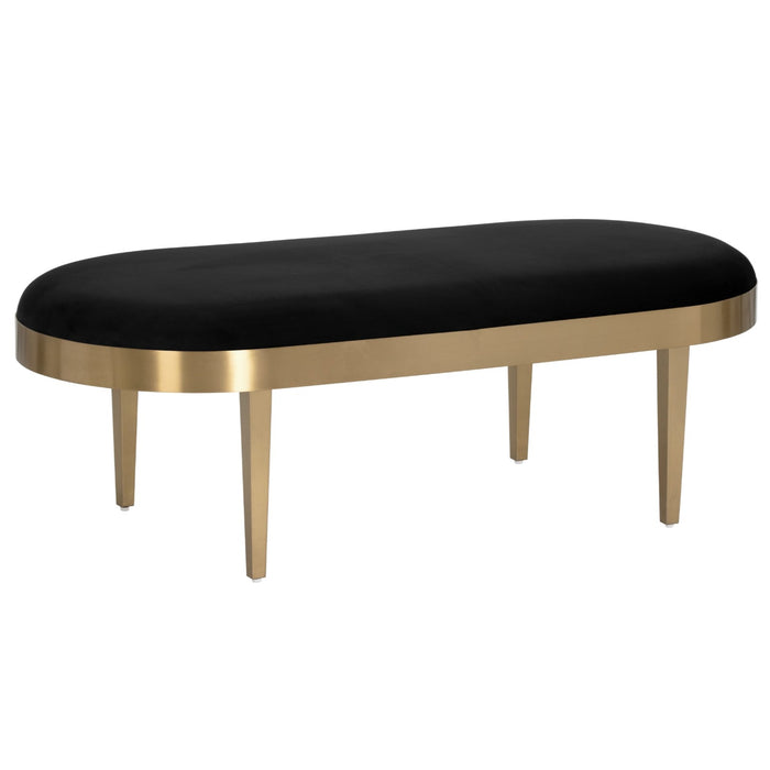 Sunpan Jolie Black Sky Fabric Gold Base Bench 