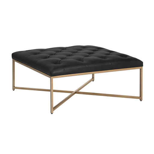 Sunpan Endall Square Antique Brass Leather Ottoman